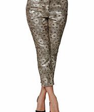 CARLA GIANNINI GOLD Golden printed trousers