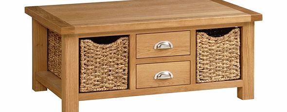 Carlisle Oak Large Coffee Table with Baskets