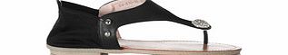 Carlton London Black leather and diamante sandals