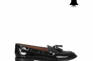Carlton London Black patent leather tassel loafers