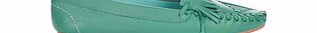 Carlton London Mint green leather slip-on loafers