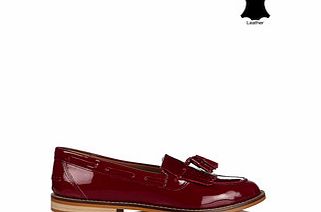 Carlton London Red patent leather tassel front loafers