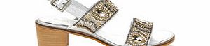 Carlton London Silver leather and bronze bead sandals