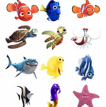 12 Large Stand Up Edible Premium Wafer Paper Finding Nemo / Dory Cupcake Toppers - by Carlton Trading