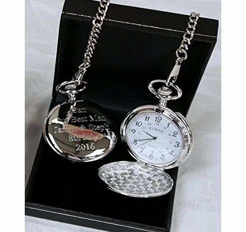 Carlton Trading Engraved/ Personalised Pocket Watch in Gift Box 18th/21st/40th/50th/60th/Birthday/BestMan/Wedding Gi