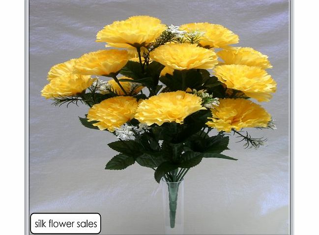Carnation bushes 18 head yellow carnation artificial silk bush wedding/grave/vase