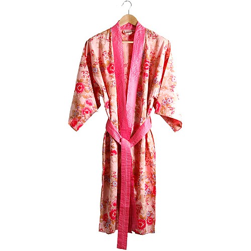 Caro London Pink Beautiful Cotton Wrap Kimono - Medium/Large