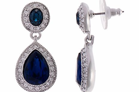 Carolee Faceted Oval Double Drop Earrings, Blue