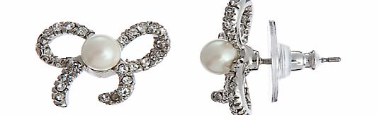 Carolee Faux Crystal and Pearl Bow Stud