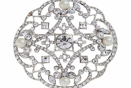 Carolee Faux Crystal And Pearl Circular Brooch
