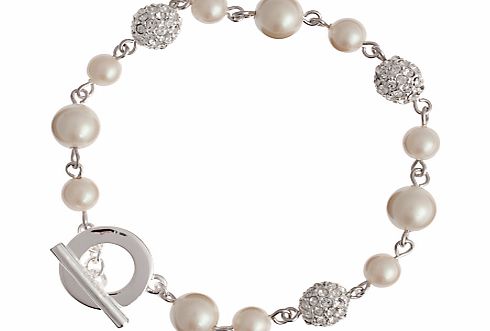 Carolee Faux Pearl and Pave Bead Ball Bracelet,