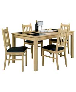 CAROLINA Dining Table and 4 Cucina Light Oak