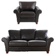 large sofa & armchair, chocolate