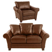 regular sofa & armchair, cognac