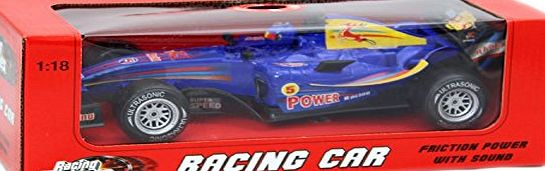 Carousel Racing Machines Plastic Pull Back Friction F1 Racing Car With Sound 1:18 ~ Blue
