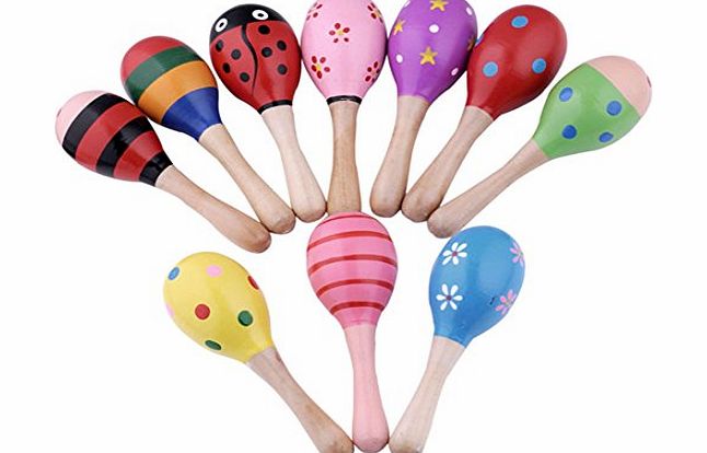 CarrieBB-Toy CarrieBB 10 Wooden Maraca Rattles Shaker Percussion Kid Baby Musical Toy Favor Gift