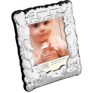 Carrs Of Sheffield Childs Frame- Blue Velvet Back In Sterling Silver By Carrs Of Sheffield