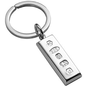 Carrs Of Sheffield Half Ounce Ingot Key ring With Split Ring In Sterling Silver By Carrs Of Sheffield