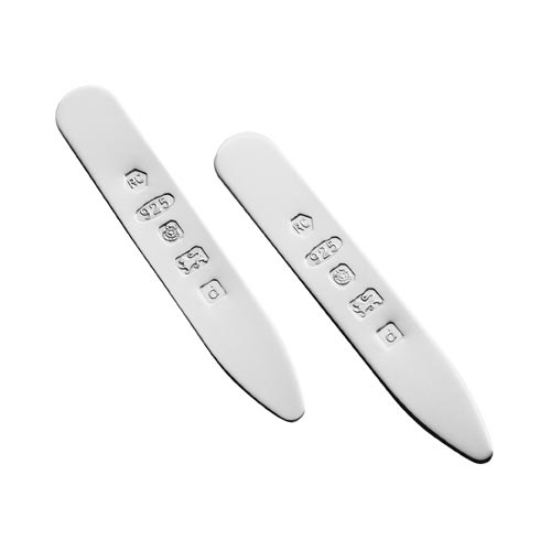Carrs Of Sheffield Pair Of Collar Stiffeners In Sterling Silver By Carrs Of Sheffield