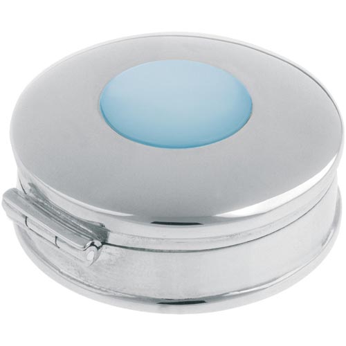 Carrs Of Sheffield Round Box With Blue Mother Of Pearl In Sterling Silver By Carrs Of Sheffield