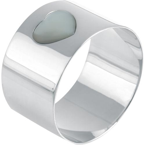 Carrs Of Sheffield Round Napkin Ring With Mother Of Pearl Heart In Sterling Silver By Carrs Of Sheffield
