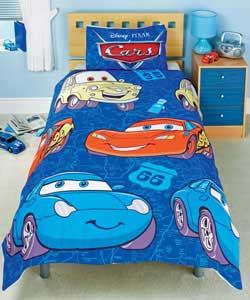 Cars Route 66 Single Duvet Cover Set - Blue