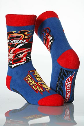 Cartoon Heroes Boys 1 Pair HotWheels Faster Than You Grip n Go Slipper Socks 9 - 12 Boys