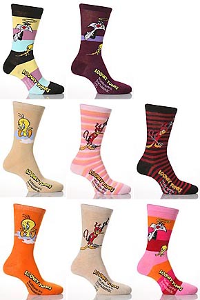Cartoon Heroes Ladies 3 Pair TM Loony Tunes Socks Assorted
