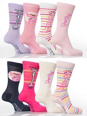 Ladies 3 Pairs TM Pink Panther Socks Assorted Pack