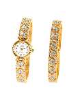 Carvel Cravel Ladies Flower detail Watch Set