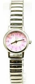 Pink Star Expanding Metal Bracelet Strap Ladies Watch B694.21ZZ