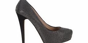 Karina black diamante platform heels