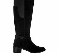 Petal black suede zip-up riding boots