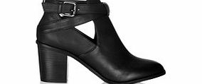 Tessa black leather buckle ankle boots