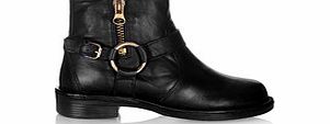 Tough black leather zip-up ankle boots