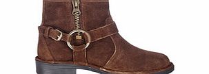 Tough brown suede zip-up ankle boots