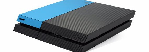 CASA Design BLACK Carbon Fibre amp; BLUE MATT TWO TONE Accessory Wrap Sticker Skin Cover Decal for Playstation 4 PS4