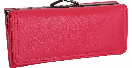 CASA DI BORSE Leather Frame Clip Top Purse