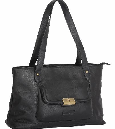 CASA DI BORSE Premium Leather Front Pocket Tote