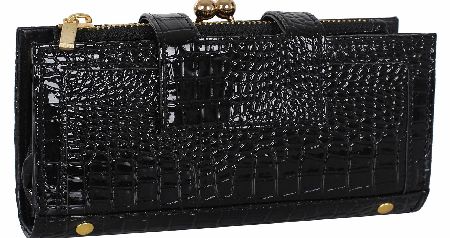 CASA DI BORSE Shiny Croc Cut Out Purse