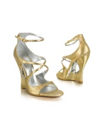 Gold Strappy Cutout Sandal Shoes