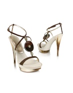 Casadei Suede and Linen Jeweled Platform Sandal Shoes