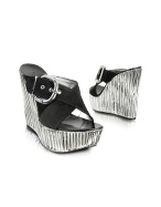 Suede and Silver Platform Wedge Shoes