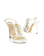 White Jeweled T-Strap Sandal Shoes