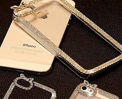 DSB Luxury Crystal Rhinestone Diamond Bling Transparent Clear Hard Back Case Cover for iPhone 5/5S ( Color : Golden )