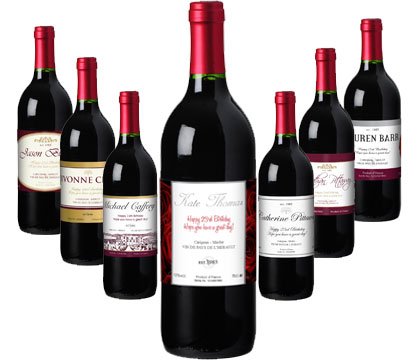 Case of 12 Personalised Red Wine Bottles