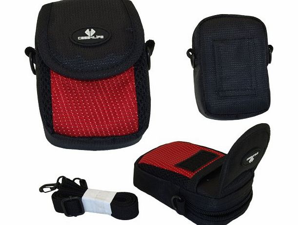 Case4Life Red/Black Nylon Soft Shockpoof Splashproof Digital Camera Case Bag for Olympus Smart VG, TG, VR, VH Series inc VG-120, VG-130, VG-180, VR-310, VR-320, VR-370, VG-160, VG-170, VH-410, VR-340,
