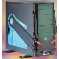 CasEdge Diabolic Minotaur Green Midi Tower case with 400W SPI PSU (10 Drive Bays Front Access US