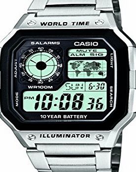 Casio AE-1200WHD-1AVEF Mens Quartz Watch with Grey Dial Analogue - Digital Display and Silver Stainless St