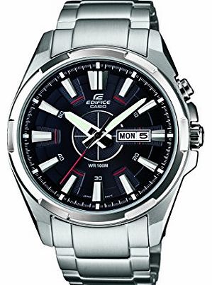 Casio Edifice Edifice Mens Quartz Watch with Black Dial Analogue Display and Silver Stainless Steel Bracelet EFR-102D-1AVEF